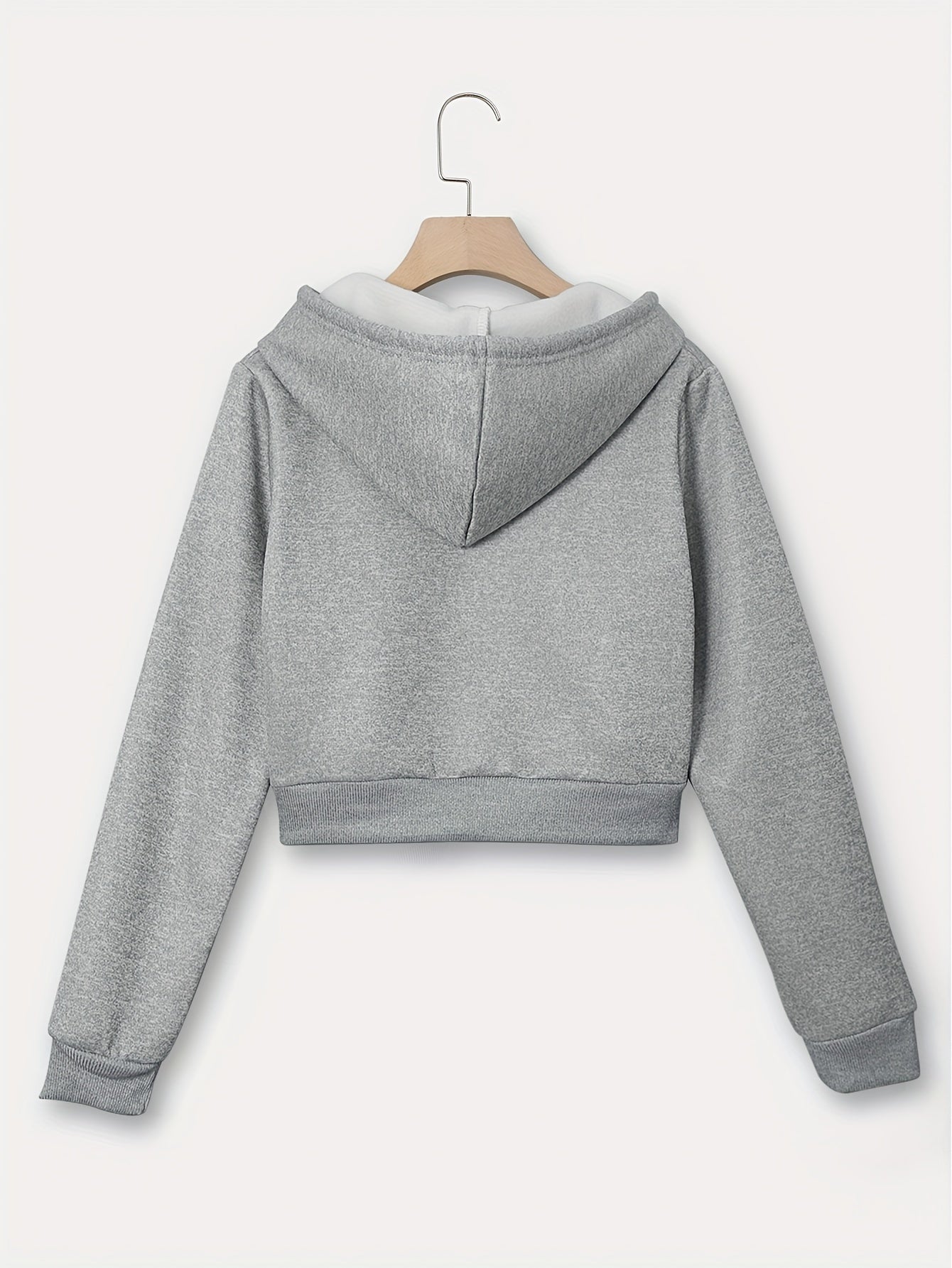 Zip Up Cropped Drawstring Hoodie
