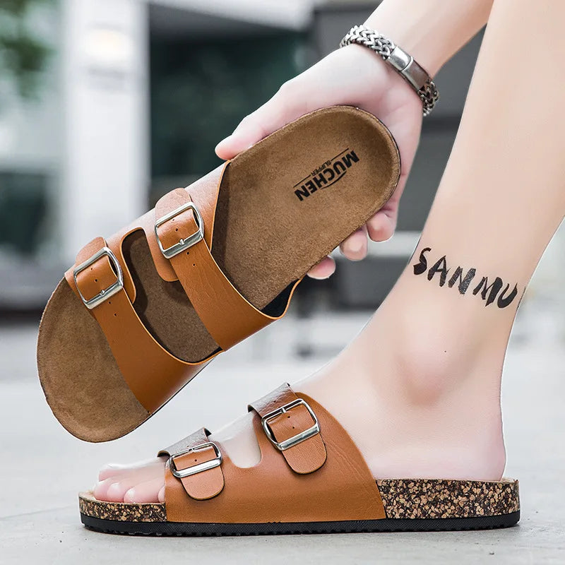 Classic Double Buckle Cork Sandals