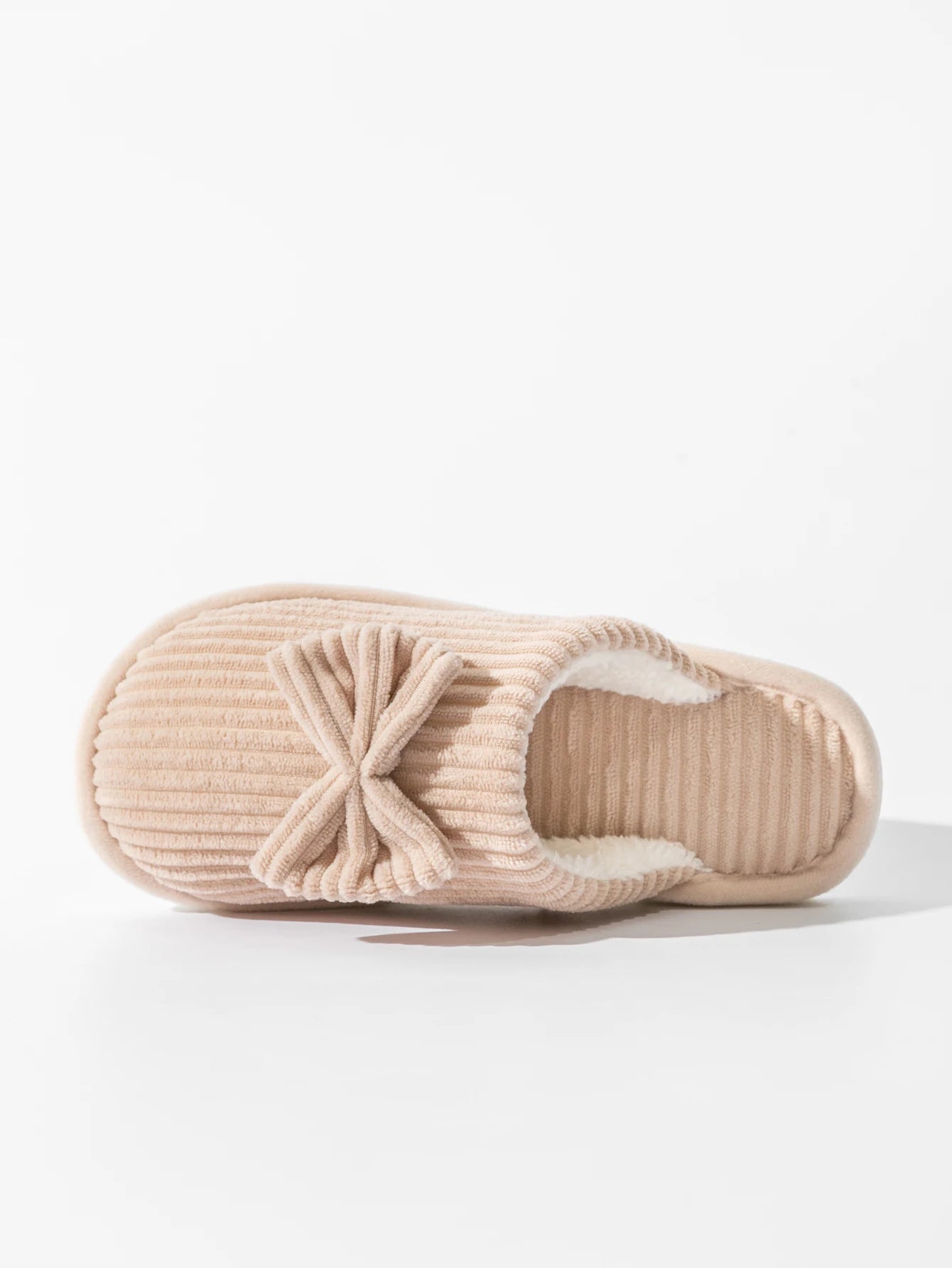 Womens Plush Bow Slippers