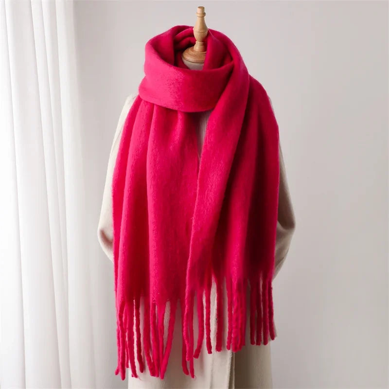 Warm Cashmere Big Tassel Scarf