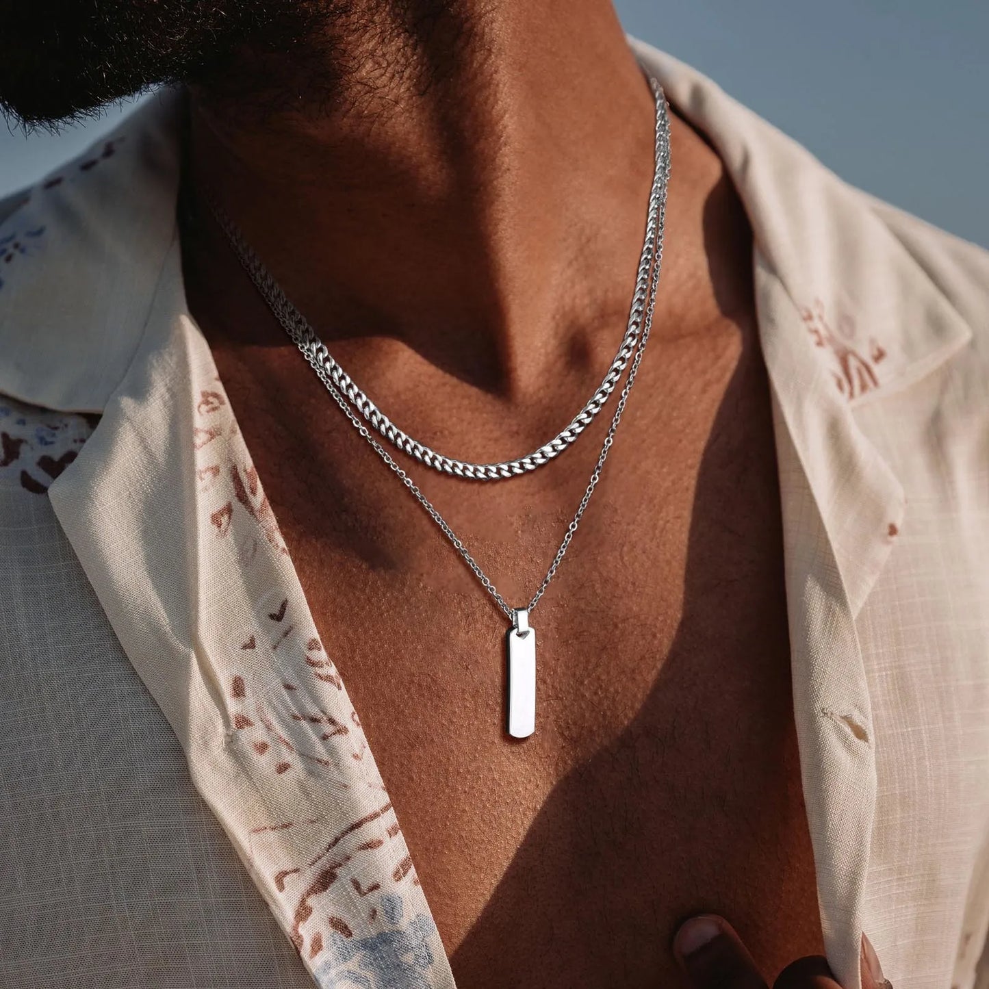 Bar Necklace Stainless Steel Twisted Rope Chain