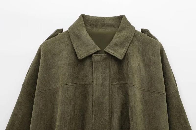 Oversized Suede Bomber Jacket