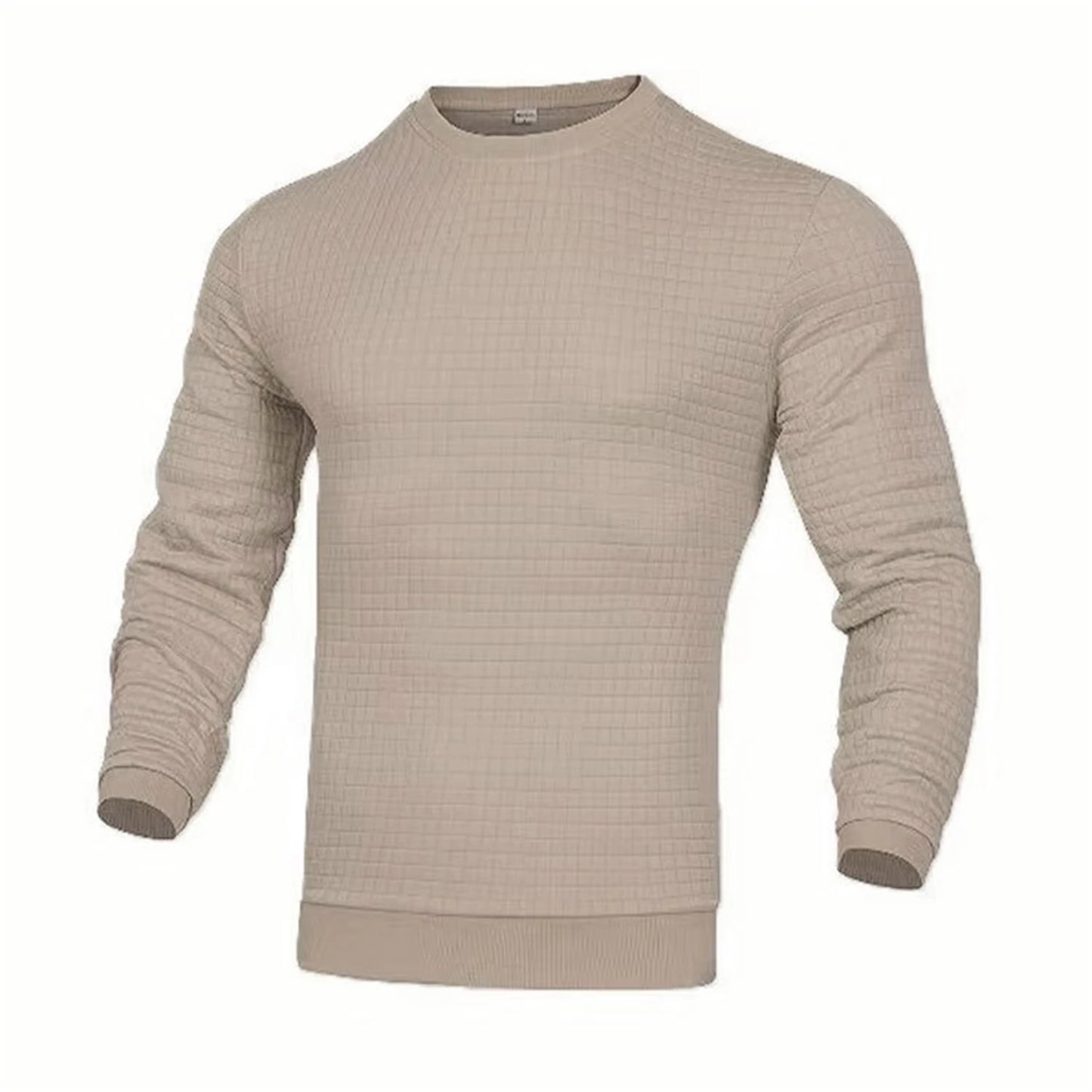 Waffle texture round neck jacquard check sweater