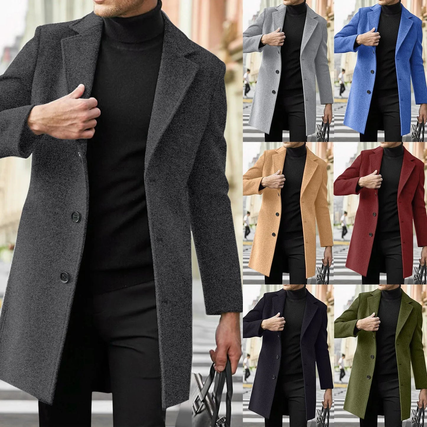 Fashionable Wool Mens Trench Coat