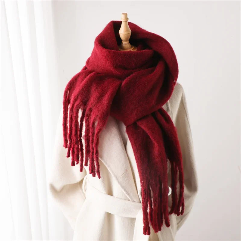 Warm Cashmere Big Tassel Scarf