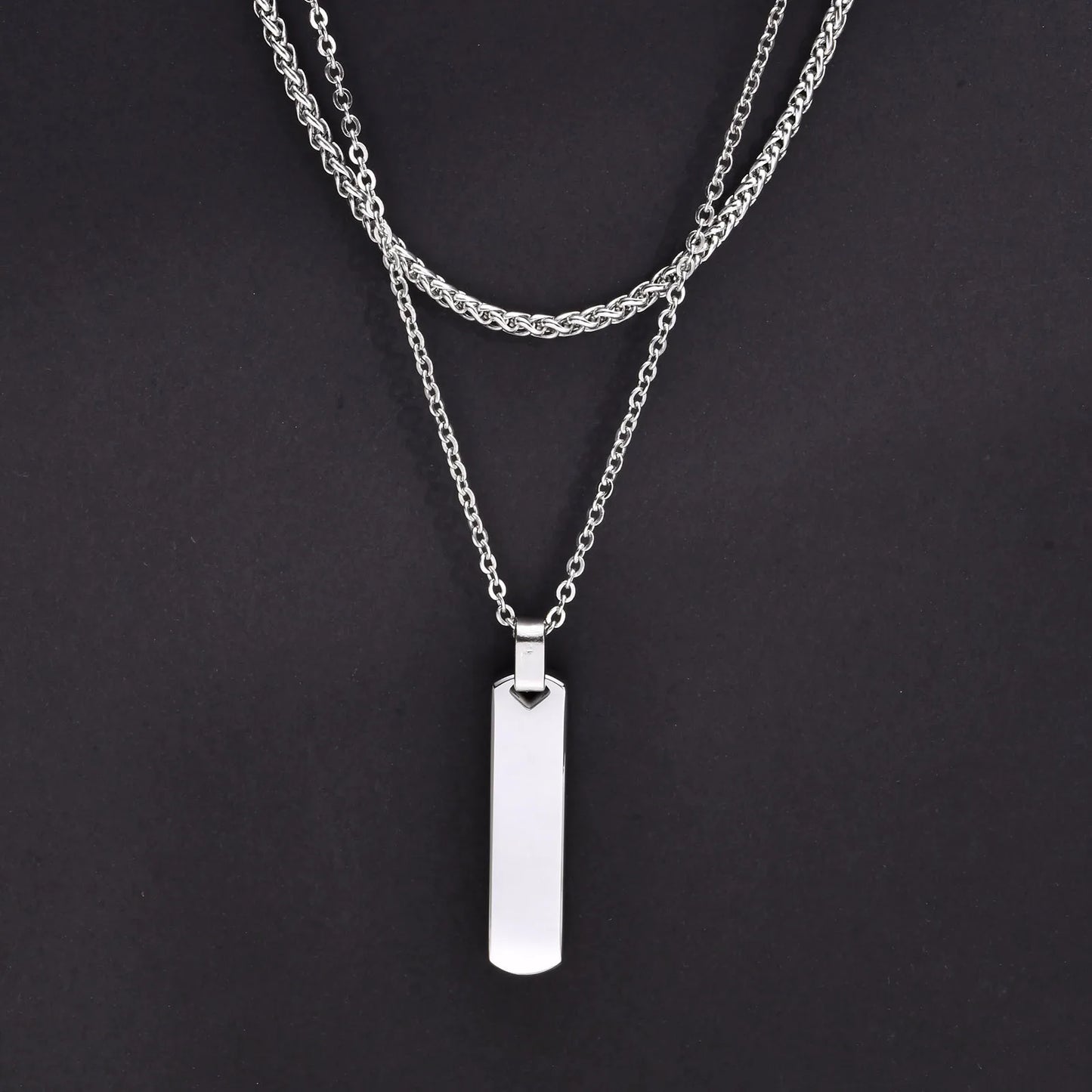 Bar Necklace Stainless Steel Twisted Rope Chain
