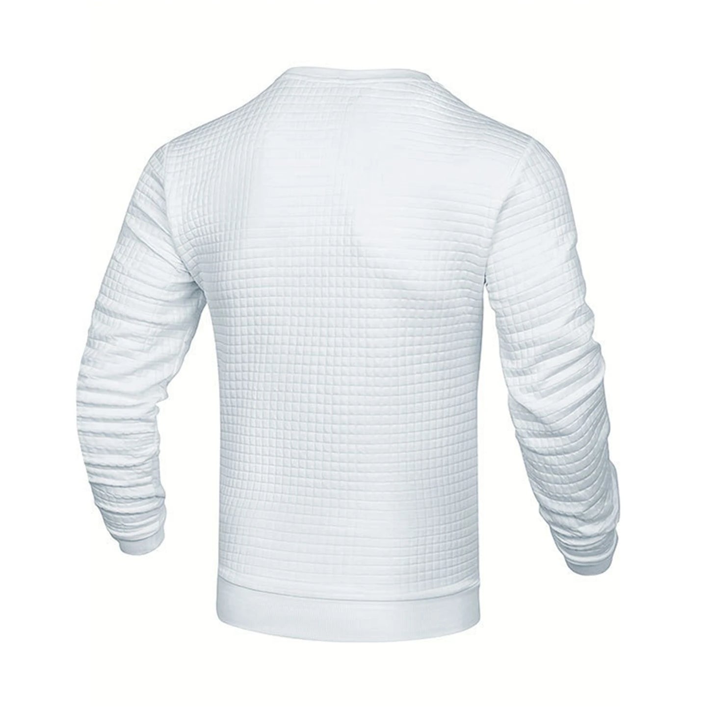 Waffle texture round neck jacquard check sweater