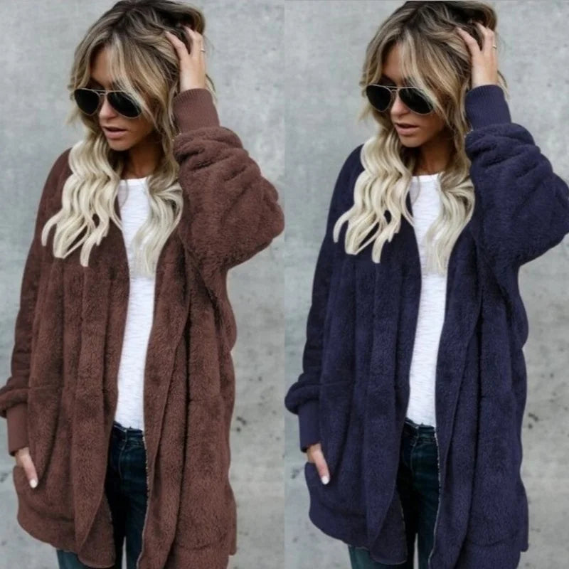 Double-Faced Faux Fur Hooded Overcoat