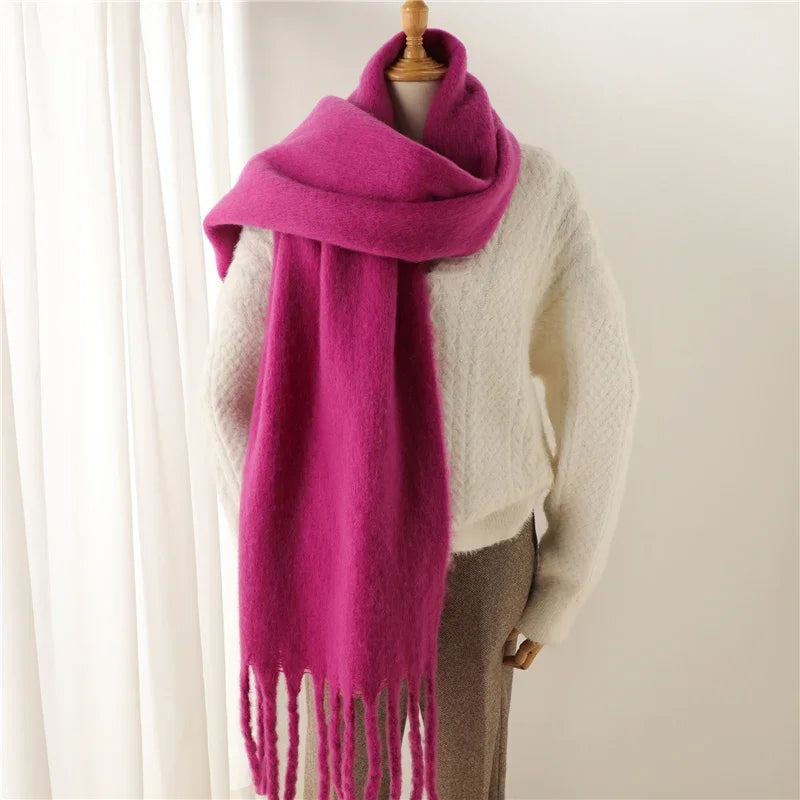 Warm Cashmere Big Tassel Scarf