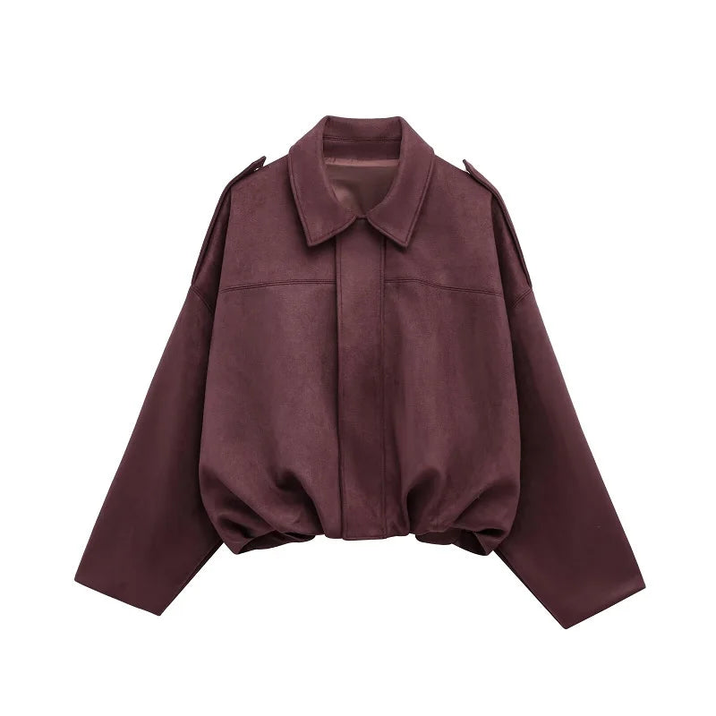 Oversized Suede Bomber Jacket
