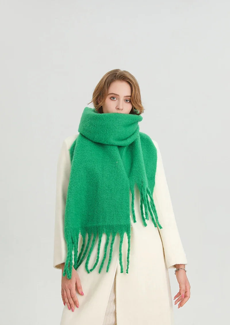 Warm Cashmere Big Tassel Scarf