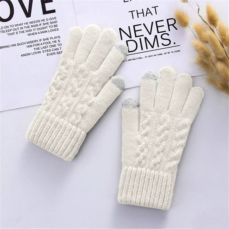Plush Knitted Womens Gloves