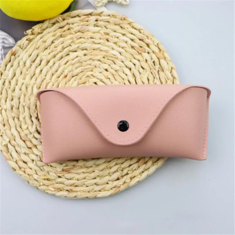 Durable Leather Eye Glasses Sunglasses Hard Case Solid Color Pouch Bag