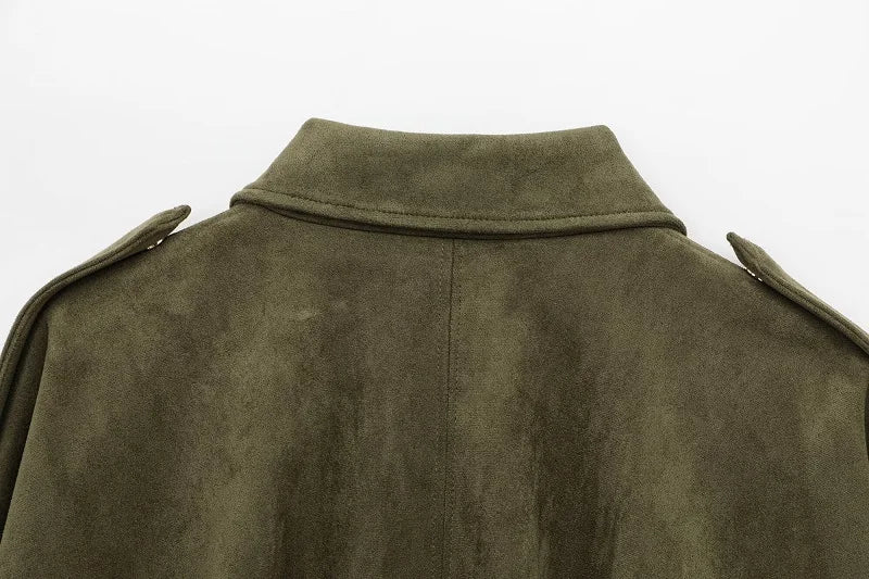 Oversized Suede Bomber Jacket