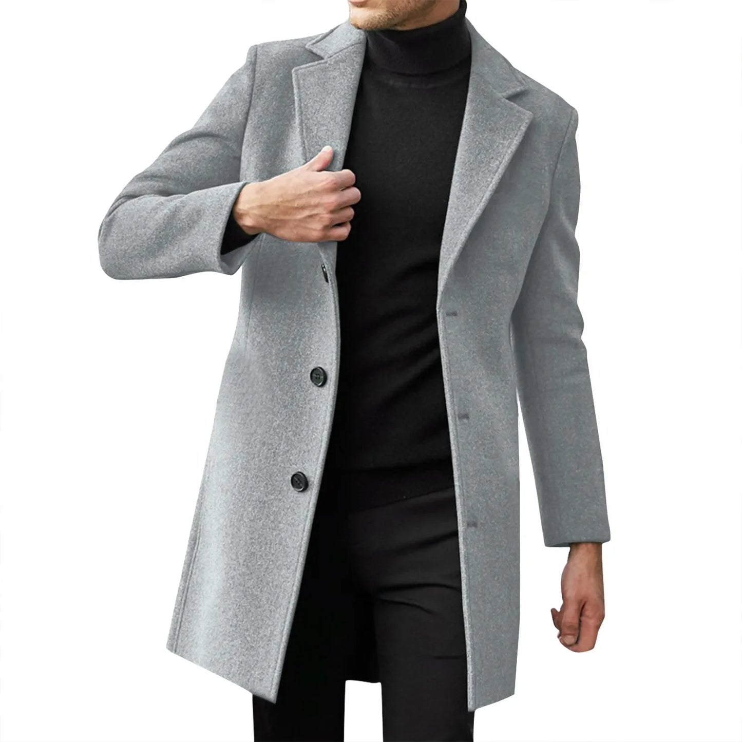Fashionable Wool Mens Trench Coat
