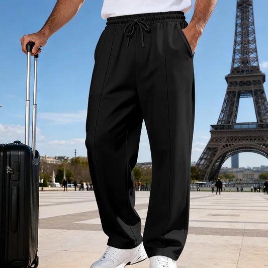 Men knitted casual sports business jogging straight trousers