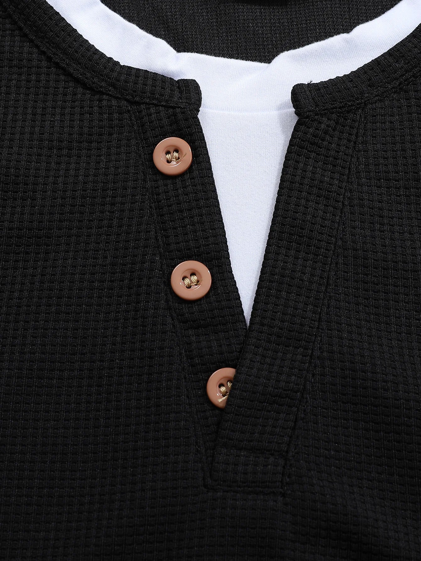 Mens Waffle Cotton Henley neck Shirt