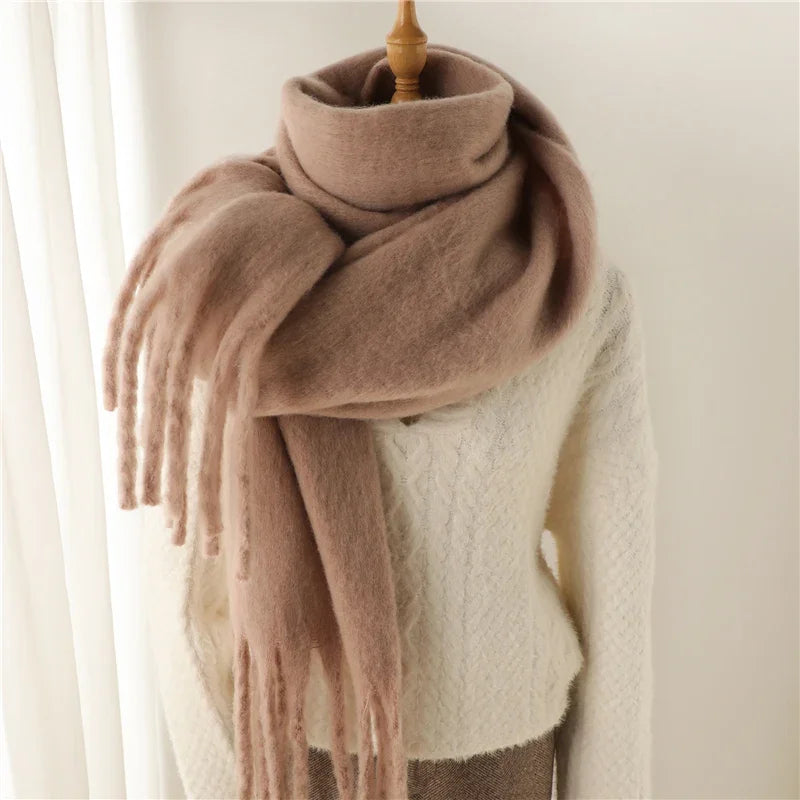 Warm Cashmere Big Tassel Scarf
