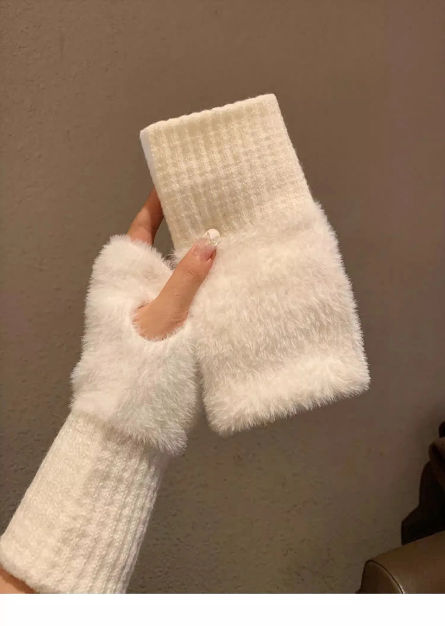 Soft Plush Half Finger Gloves