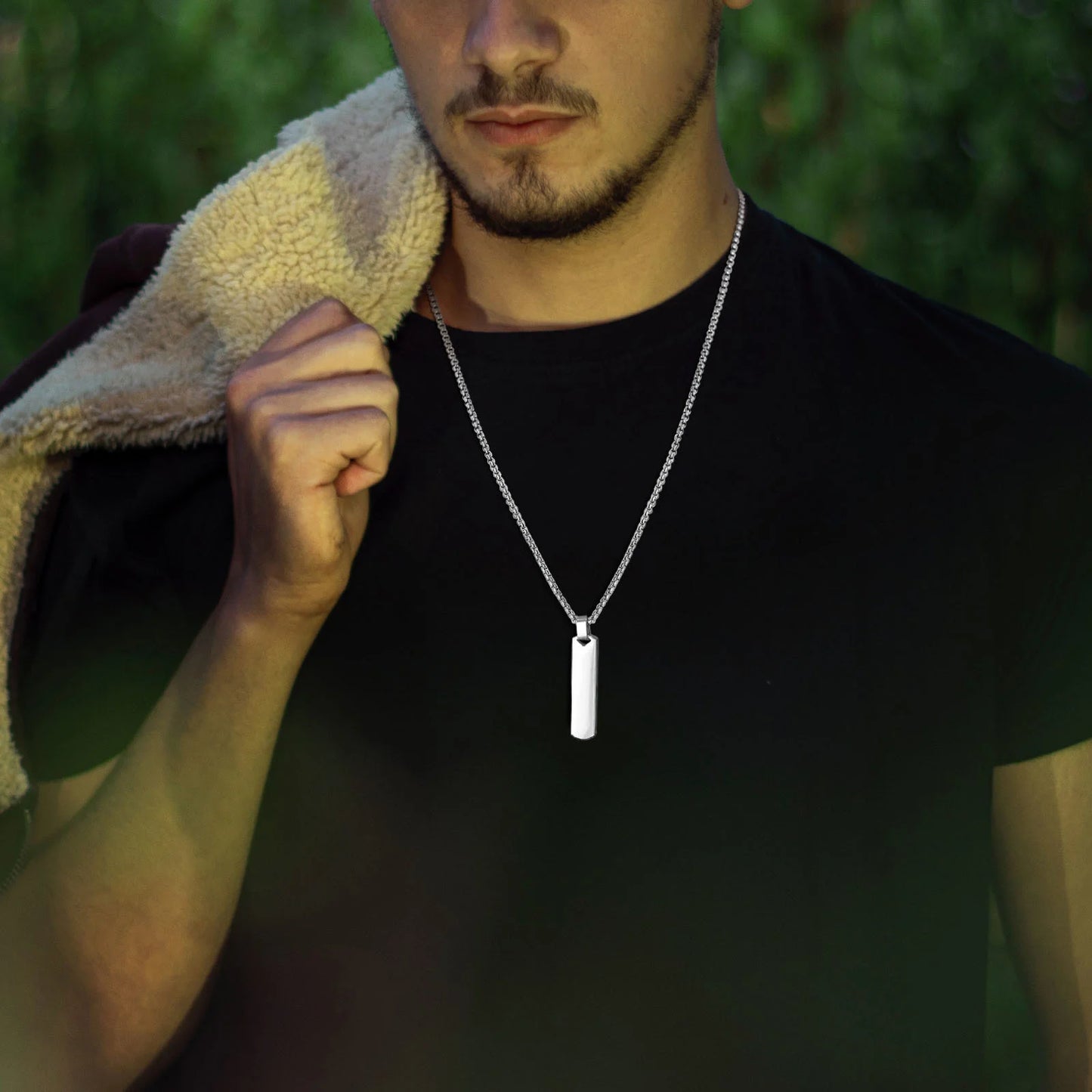 Bar Necklace Stainless Steel Twisted Rope Chain