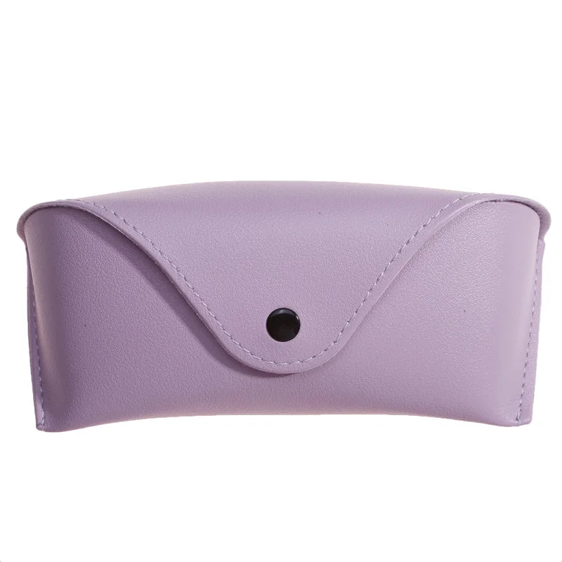 Durable Leather Eye Glasses Sunglasses Hard Case Solid Color Pouch Bag