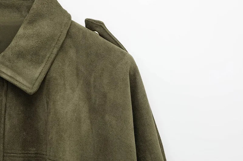 Oversized Suede Bomber Jacket