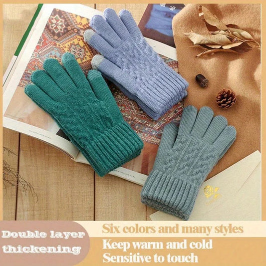 Plush Knitted Womens Gloves