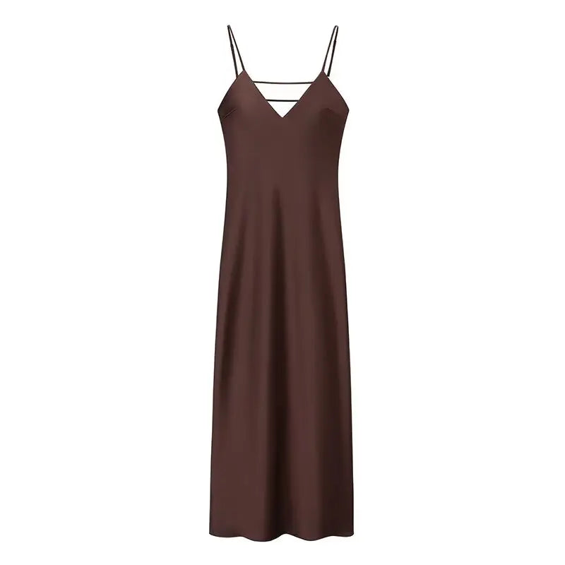 Elegant Summer Yellow V Neck Sling Dress