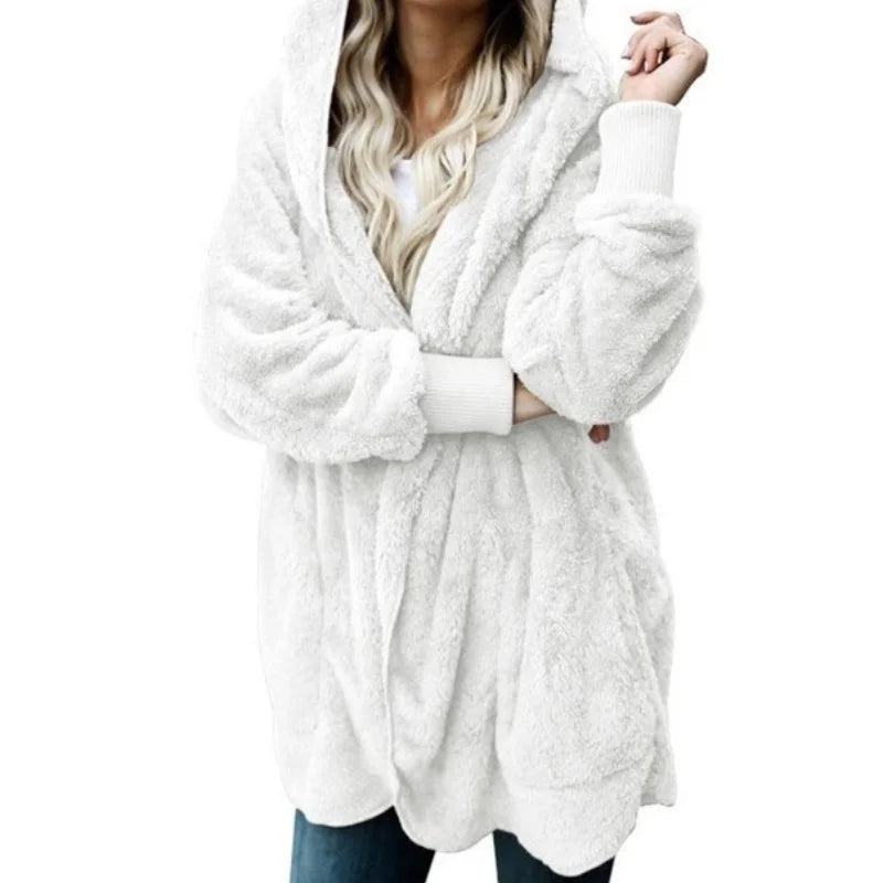 Double-Faced Faux Fur Hooded Overcoat