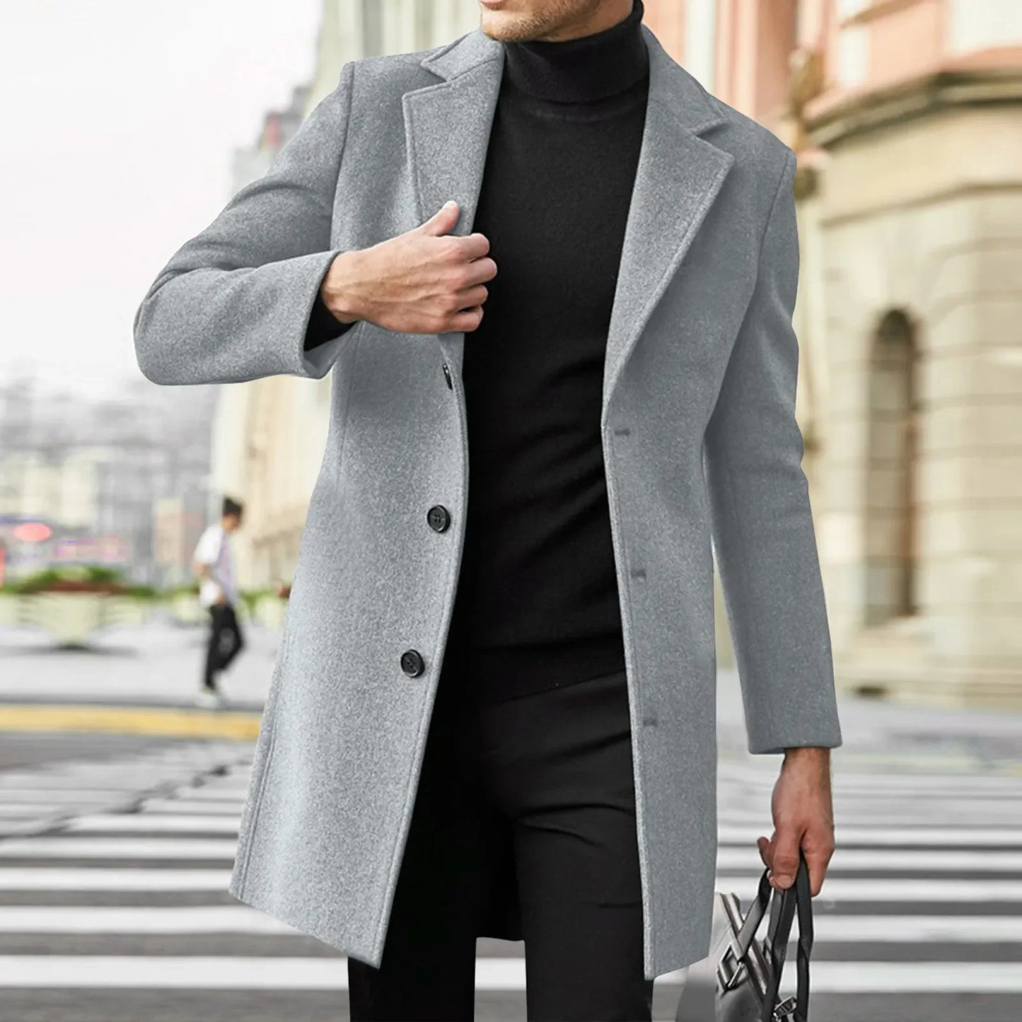 Fashionable Wool Mens Trench Coat