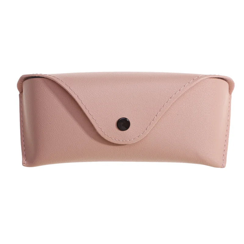 Durable Leather Eye Glasses Sunglasses Hard Case Solid Color Pouch Bag