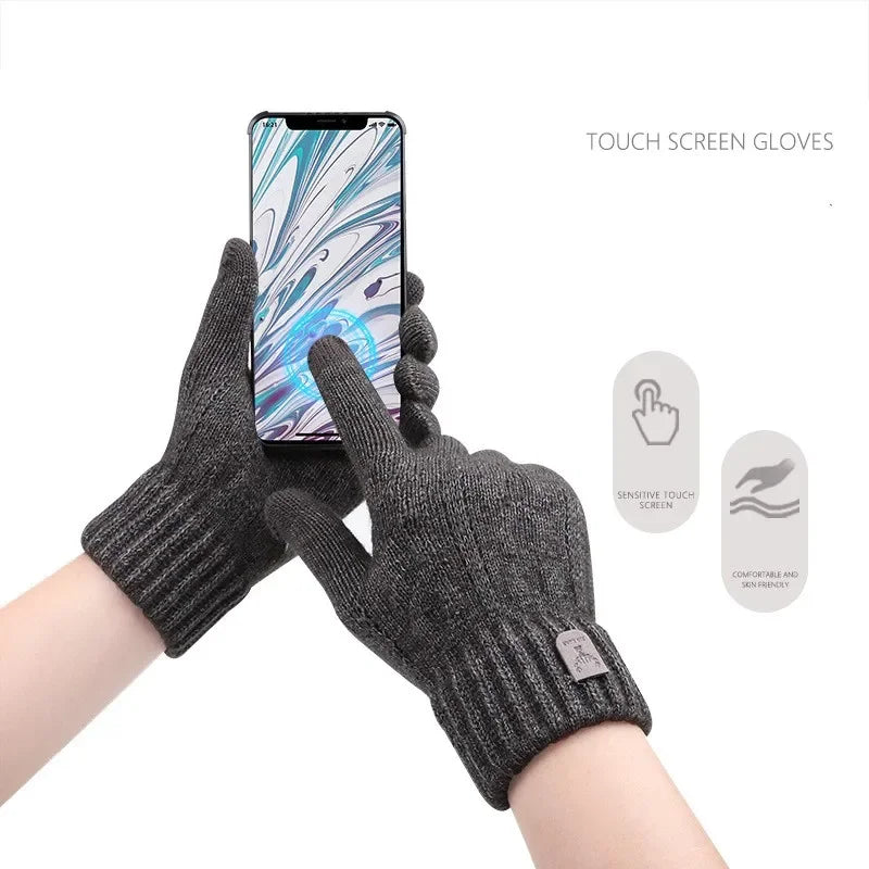 Men's Warm Knitted Touch Screen Gloves