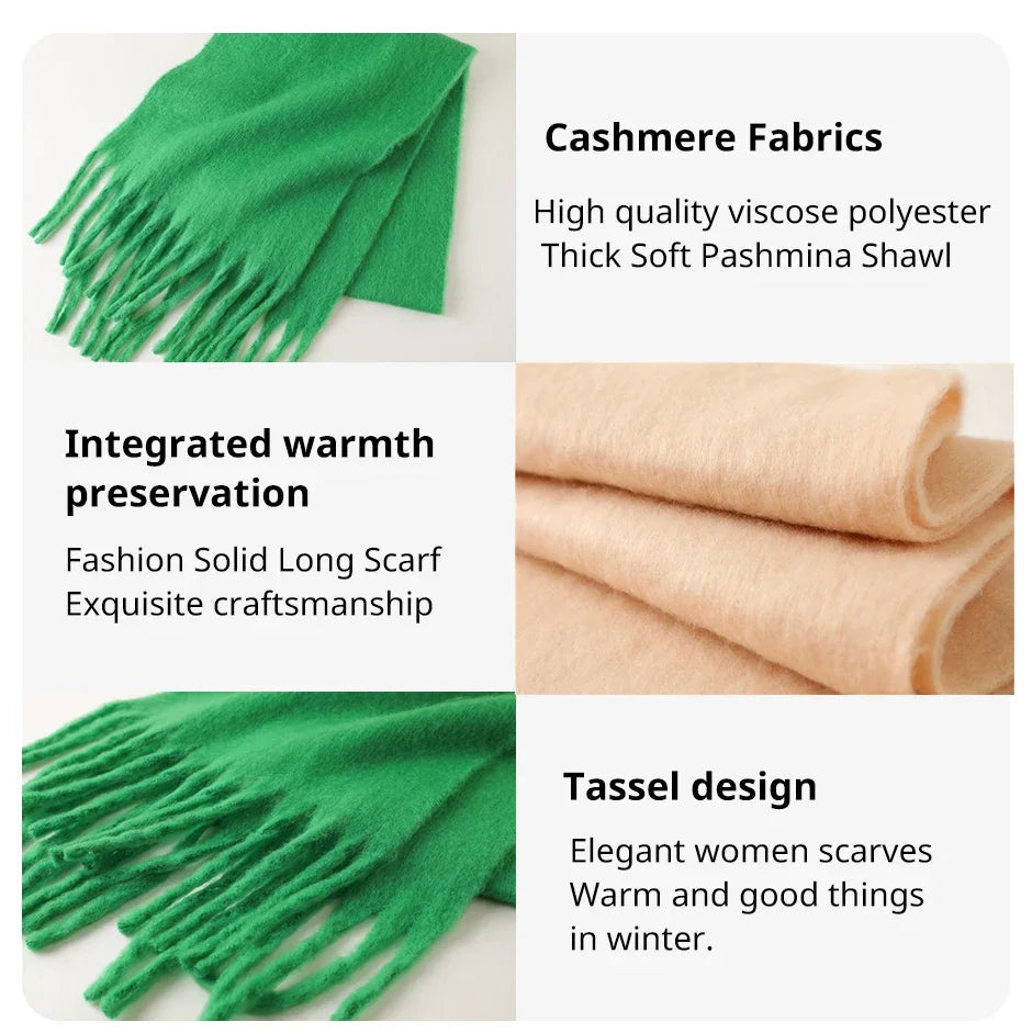 Warm Cashmere Big Tassel Scarf