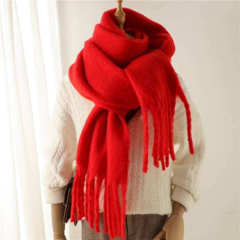 Warm Cashmere Big Tassel Scarf