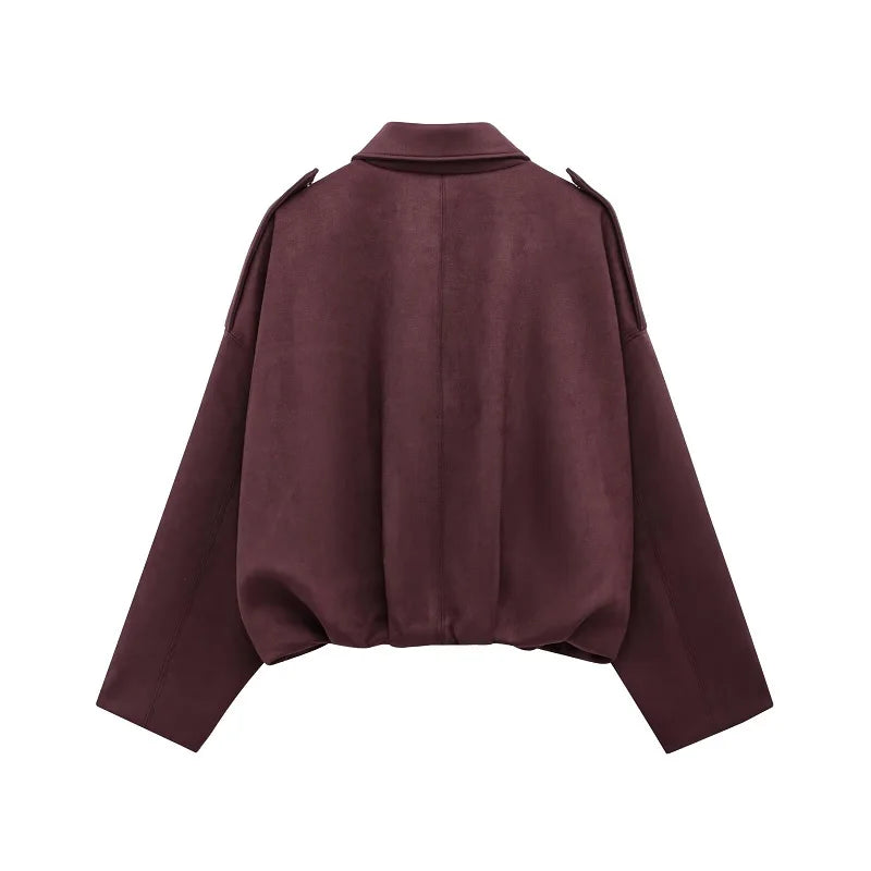 Oversized Suede Bomber Jacket