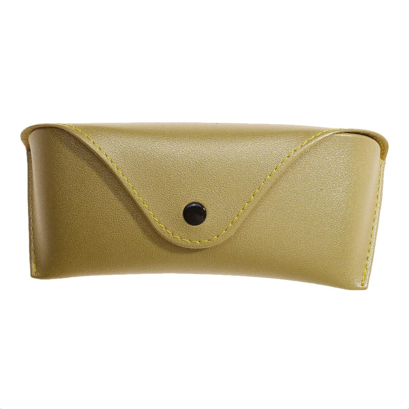 Durable Leather Eye Glasses Sunglasses Hard Case Solid Color Pouch Bag