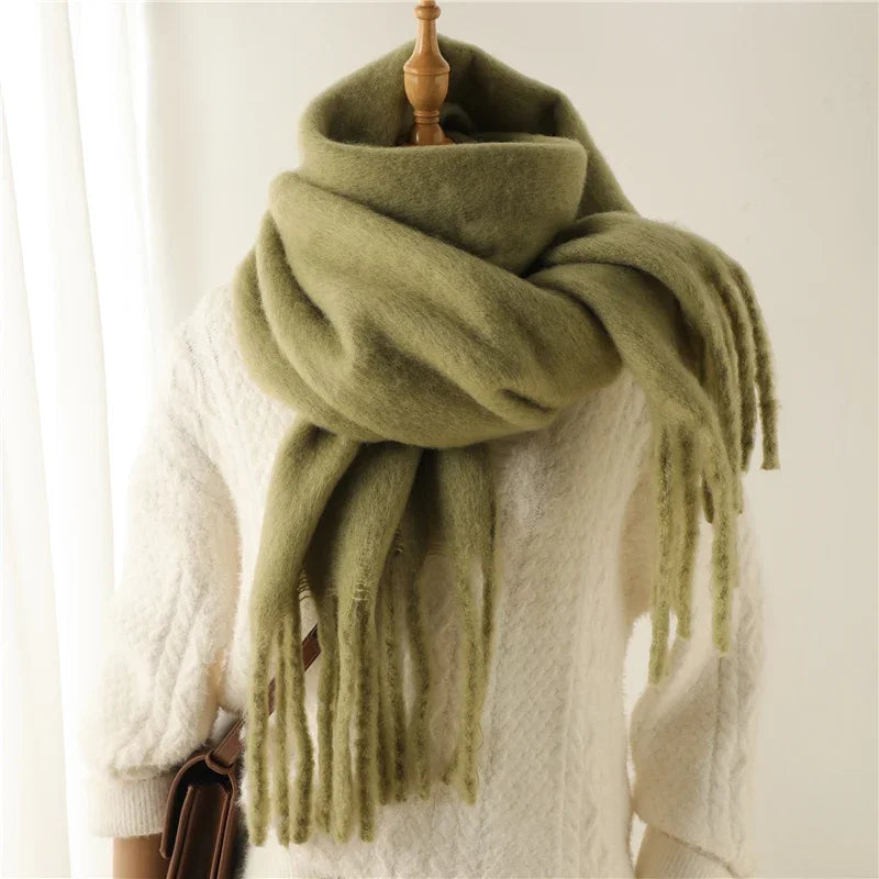 Warm Cashmere Big Tassel Scarf