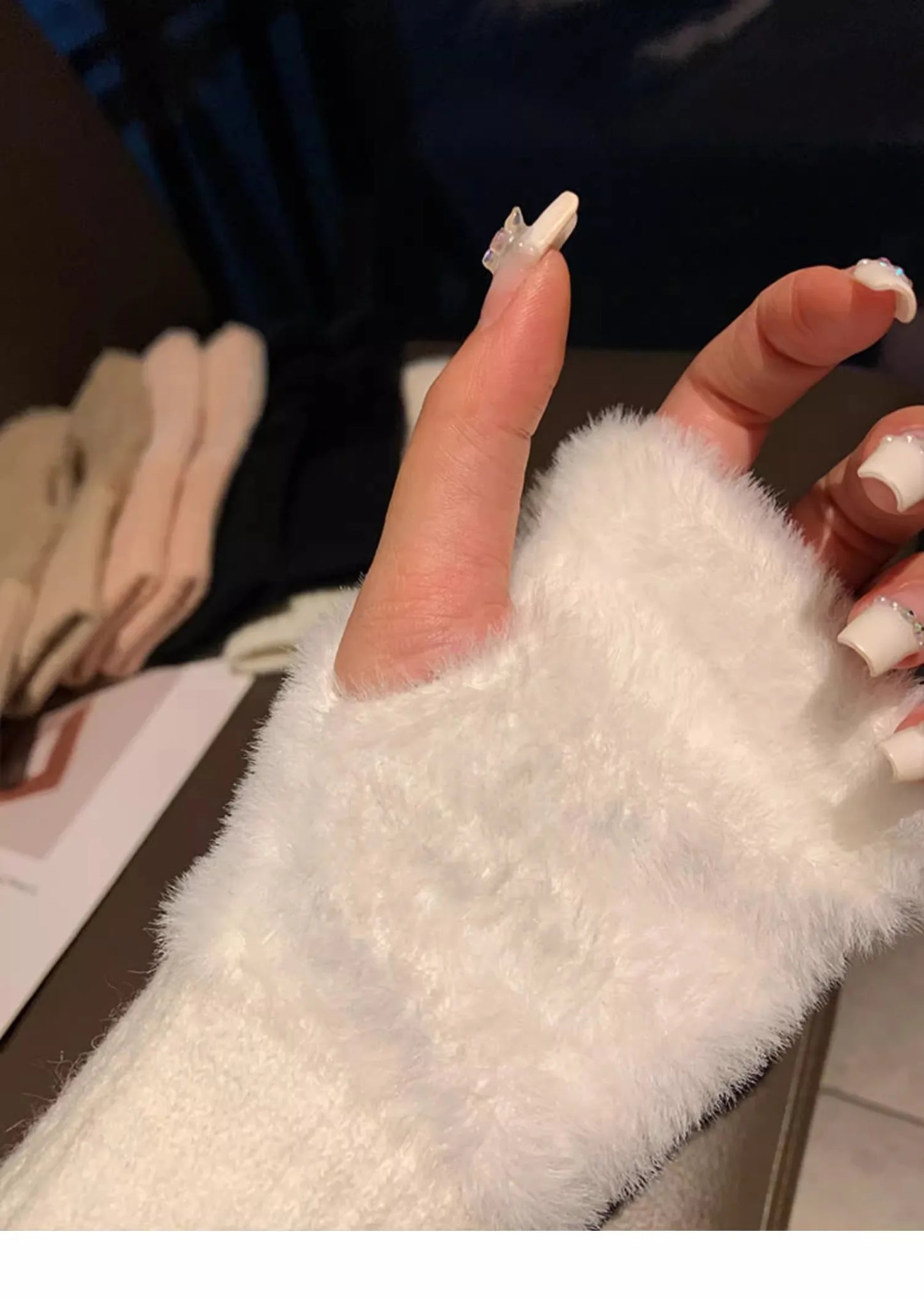 Soft Plush Half Finger Gloves
