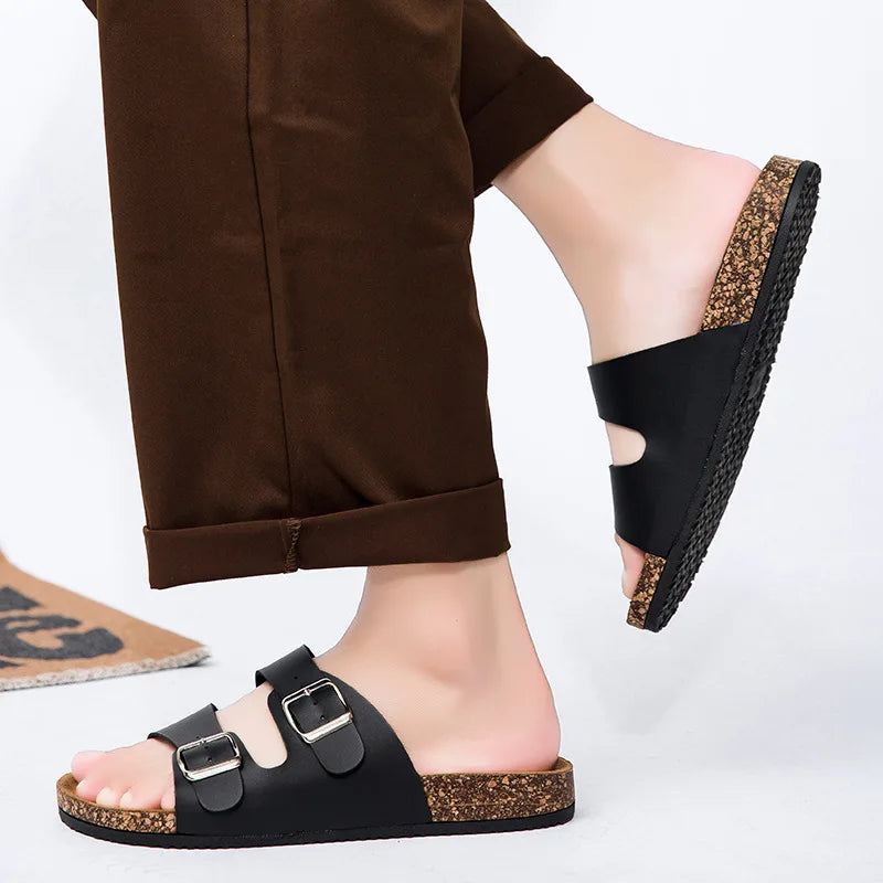 Classic Double Buckle Cork Sandals