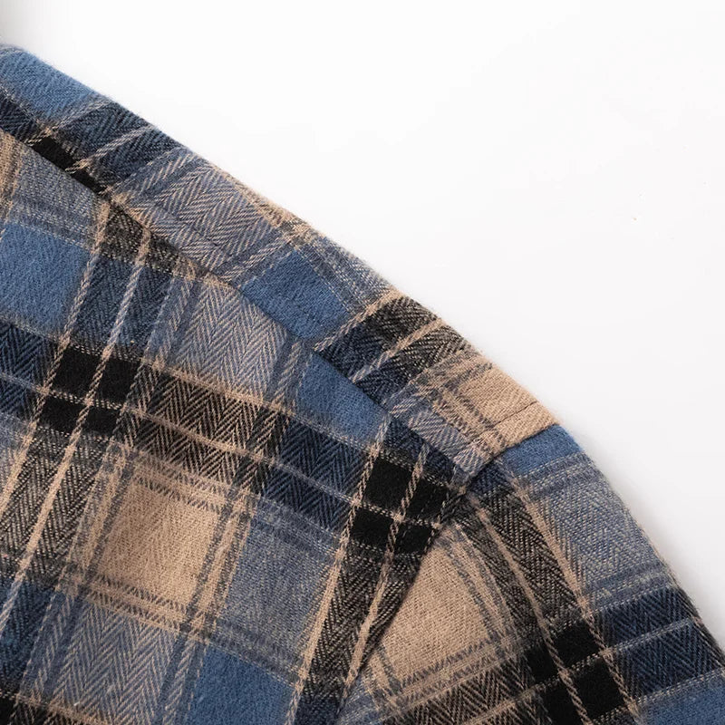Mens Oversized Autumn Plaid Flannel Long Sleeve