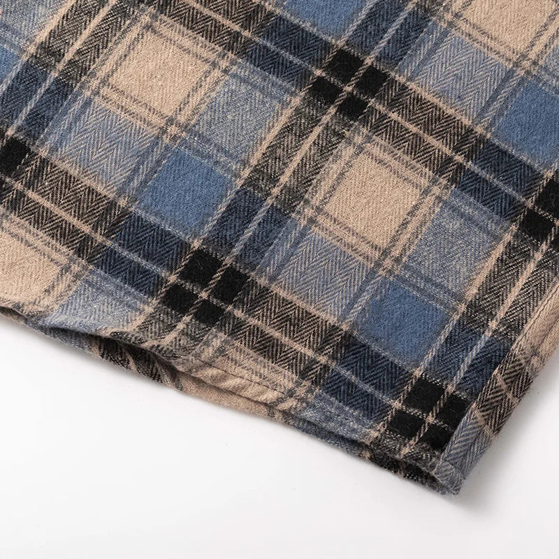 Mens Oversized Autumn Plaid Flannel Long Sleeve