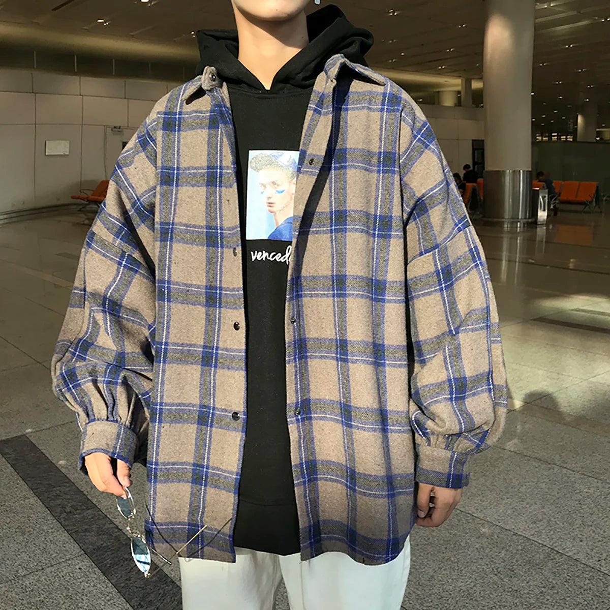 Plaid Fall Mens Vintage Flannel Shirt