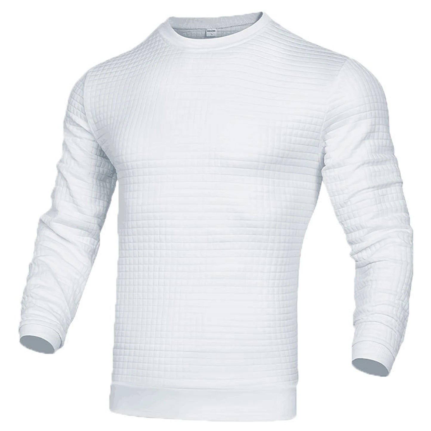 Waffle texture round neck jacquard check sweater