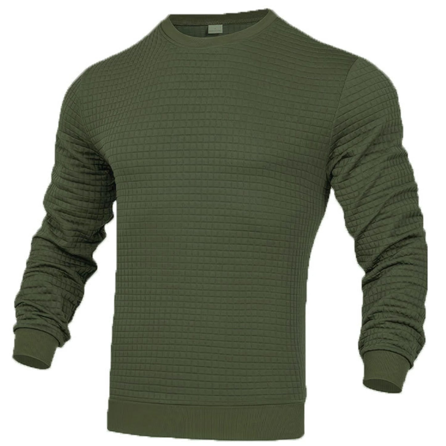 Waffle texture round neck jacquard check sweater