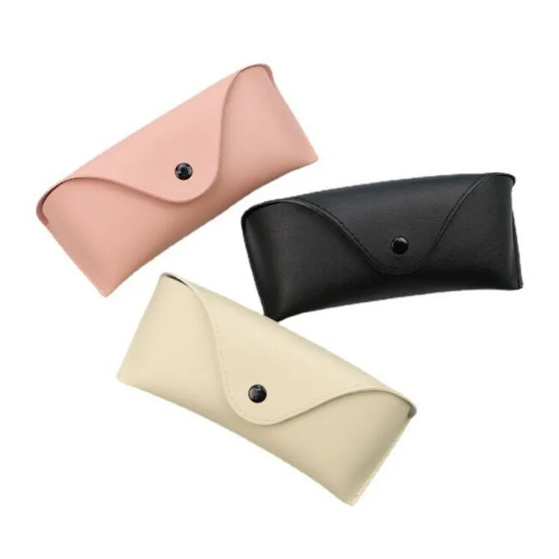 Durable Leather Eye Glasses Sunglasses Hard Case Solid Color Pouch Bag