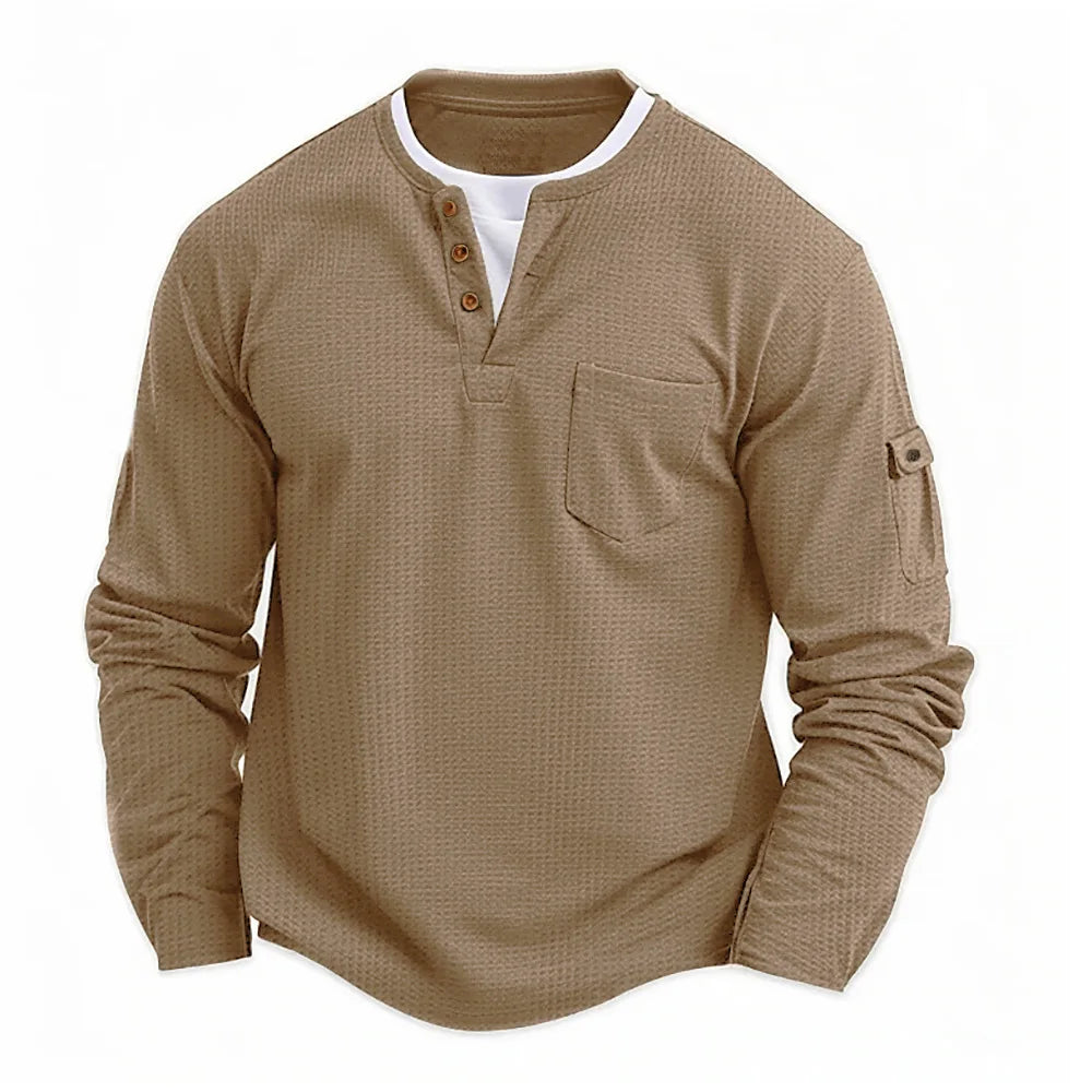 Mens Waffle Cotton Henley neck Shirt