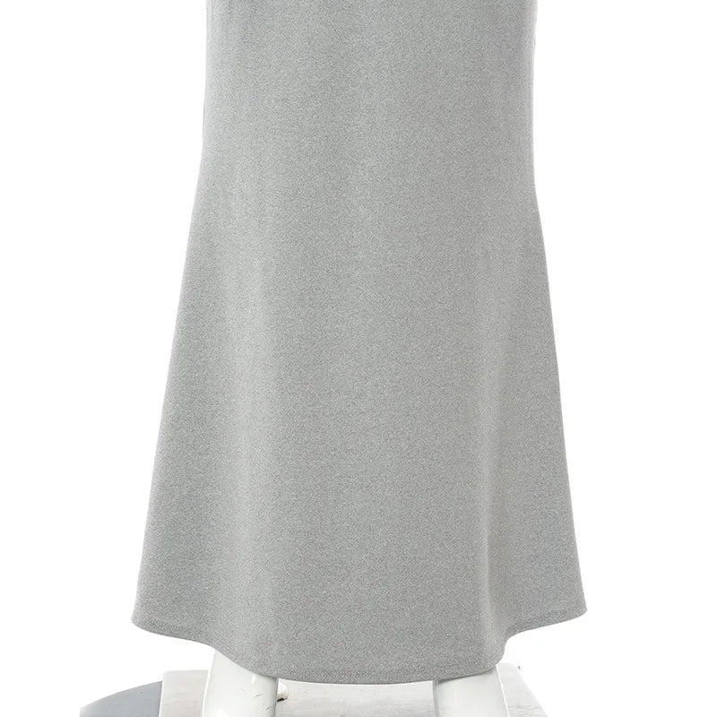 Casual Dress solid color sexy slim high step slip dress