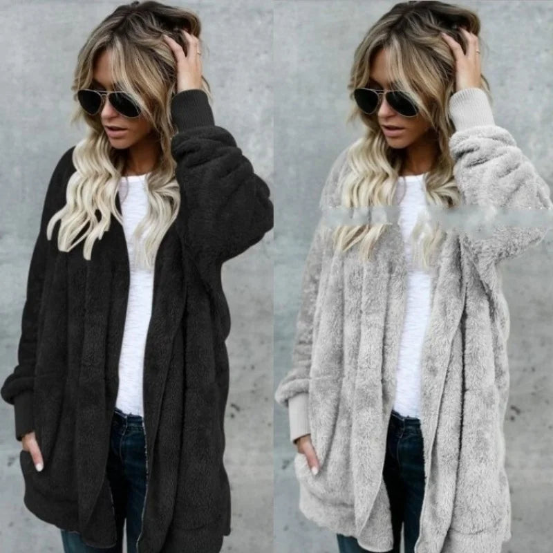Double-Faced Faux Fur Hooded Overcoat