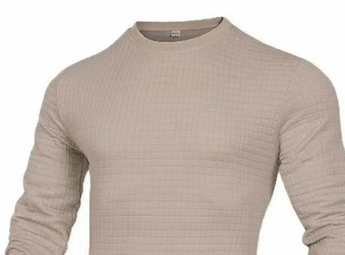 Waffle texture round neck jacquard check sweater