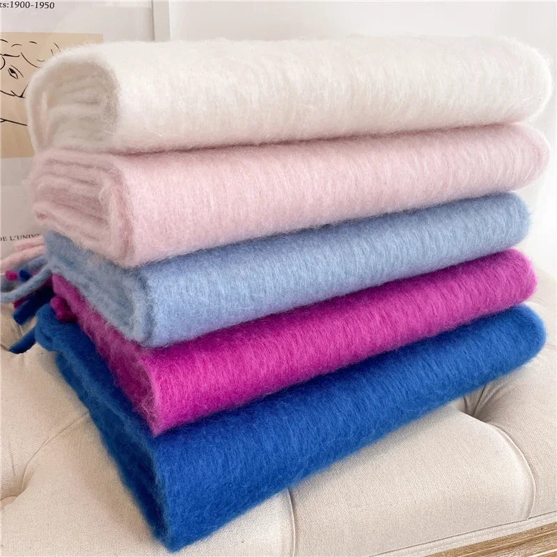 Warm Cashmere Big Tassel Scarf